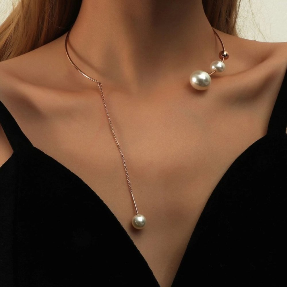 Necklace Faux Pearl Decor Gold New!